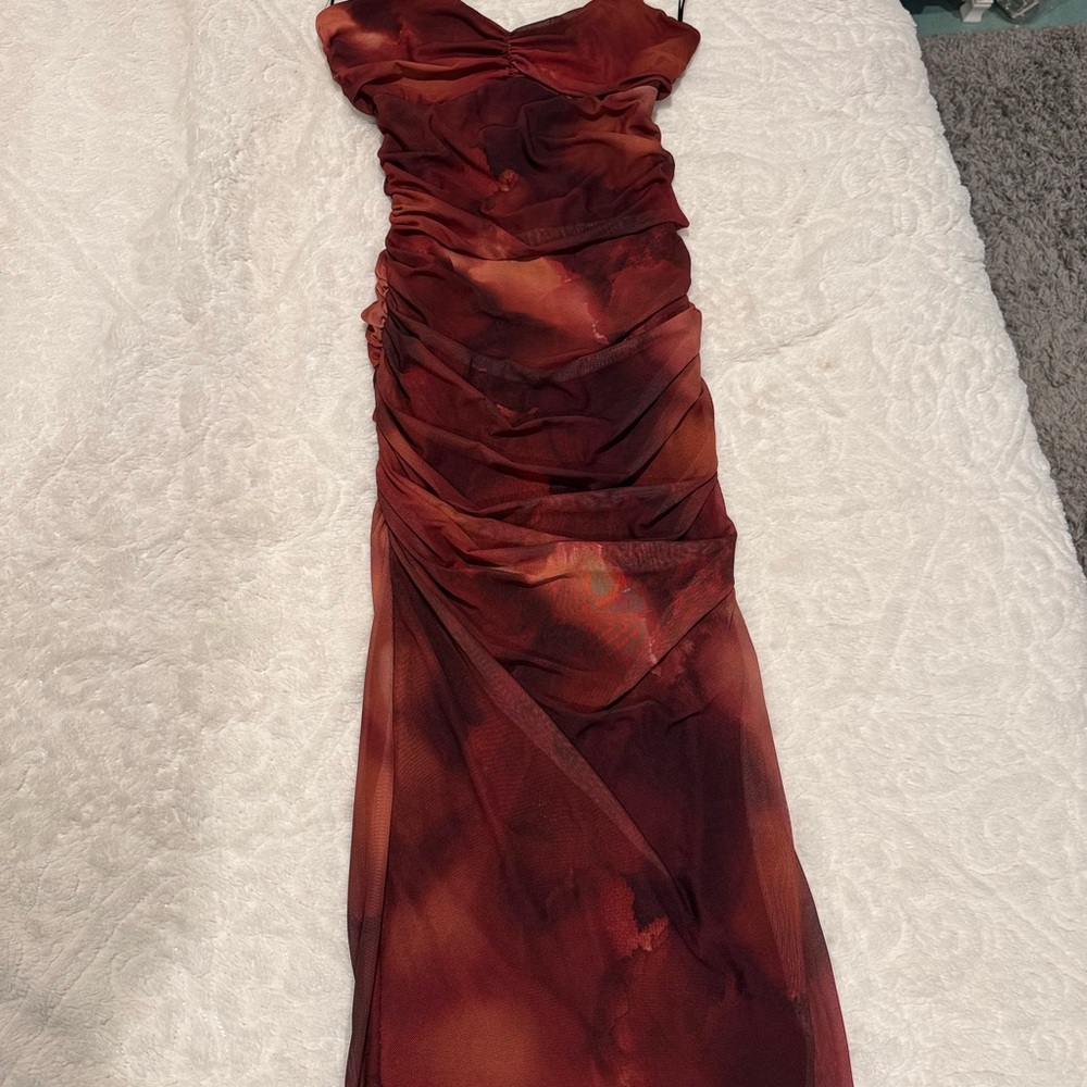 Windsor Red Ruched Strapless Bodycon Dress